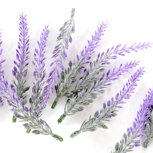 24 pieces Artificial Dusty Lavender Flowers  ，Small filler Artificial Leaves，Wedding Flower Crown Filler，green and purple Lavender (AP014)