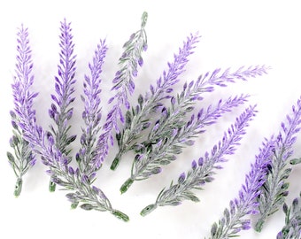 24 pieces Artificial Dusty Lavender Flowers  ，Small filler Artificial Leaves，Wedding Flower Crown Filler，green and purple Lavender (AP014)