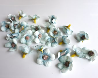 50 Tiny Blossoms flowers , plue Silk Flowers,Millinery, Flower Crown, Hair Accessories, Corsage,DIY Wedding Bridal, lf018 blue mini flowers