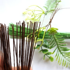 100 pieces Wire Stems ,Wire Stem for Artificial flowers, wire for Floral, Green Wire, Brown Wire,wrapped Artificial flower craft Gauge28 image 3