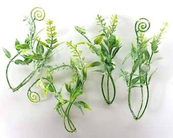 24 stycken konstgjorda dammiga blad med stjälkar, små utfyllnadsmaterial konstgjorda blad, utfyllnadsmaterial för bröllopsblommor, gröna ormbunksblad (AP012)