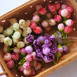 30pcs mini camellia bud , mix color Silk Flowers, , Millinery, Flower Crown, Hair Accessories, Corsage, DIY Wedding Bridal flowers  lf004