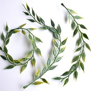 24 pieces Artificial Leaves with stems ，Small filler Artificial Leaves，Wedding Flower Crown Filler，yellow green vine leaves leaf(AP028)