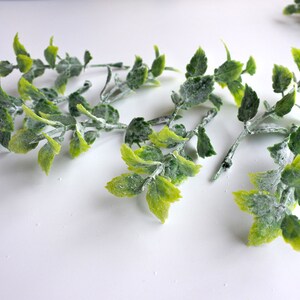 24 pieces Artificial Dusty stems Leaves，Small filler Artificial Leaves，Wedding Flower Crown Filler，yellow green mint leaf(AP029)