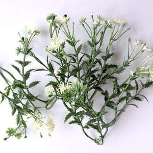 24 pieces Artificial miin flowers with stems ，Small filler Artificial  Leaves，Wedding Flower Crown Filler，yellow and white flowers  (AP025)