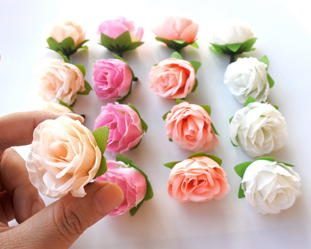 24pcs Mini Roses , Pink Silk Flowers, Millinery, Flower Crown, Hair ...