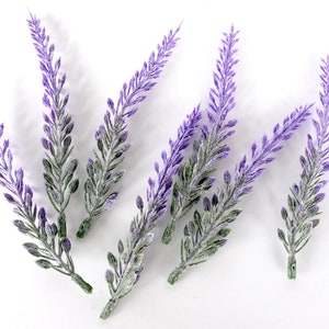 24 pieces Artificial Dusty Lavender Flowers  ，Small filler Artificial Leaves，Wedding Flower Crown Filler，green and purple Lavender (AP014)-2