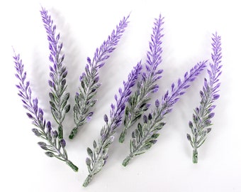 24 pieces Artificial Dusty Lavender Flowers  ，Small filler Artificial Leaves，Wedding Flower Crown Filler，green and purple Lavender (AP014)-2