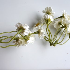 30 mini daisies ,6 stems Silk Flowers with stem, Millinery, Flower Crown, Hair Accessories, Corsage,DIY Wedding Bridal lf019 white daisy image 8