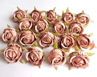 10pcs roses  ,  Silk Flowers,Millinery, Flower Crown, Hair Accessories, Corsage,DIY Wedding Bridal,Blush rose lf020 Khaki rose