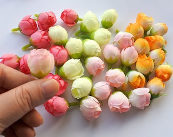 50 pcs mini camellia bud , pink Silk Flowers, , Millinery, Flower Crown, Hair Accessories, Corsage, DIY Wedding Bridal flowers  lf011