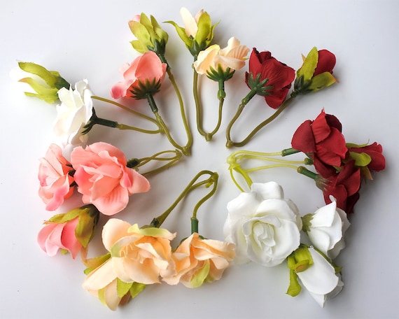 18 Mini Roses 7 Stems Pink Mix Color Silk Flowers Millinery | Etsy