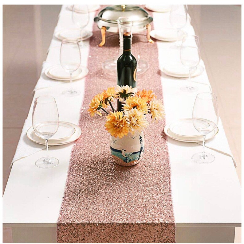 Rose Gold Sequin Table Runner Rose Gold Wedding Rose Gold Etsy