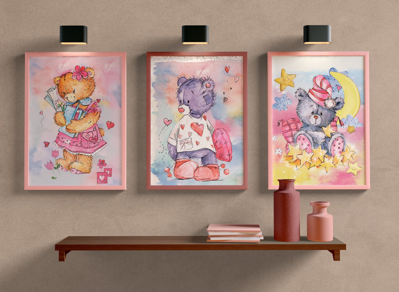 Digital Teddy Bear Wall Art Printable Teddy Wall Art Kids Etsy