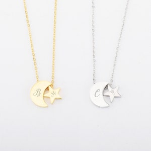 Mother&#39;s day gift Moon and Star Necklace Personalized Necklace Dainty Celestial jewelry Moon phases Birthday Women&#39;s Day Gift