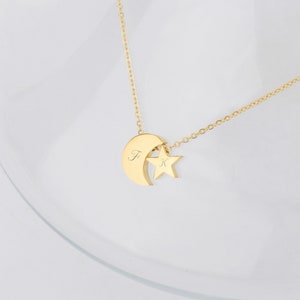 Custom Necklace Moon and Star Necklace personalized Dainty Celestial jewelry Gold silver Moon phases Birthday Graduation Gift for girl