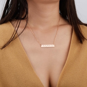 Bar Halskette gravierte Name, kundenspezifische Halskette gravierte Symbol oder Handschrift von Schmuck kann Halskette personalisierte Halskette koordinieren