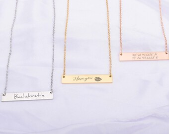 Bar Necklace Engraved Name,  Customized Necklace Engraved Symbol Jewelry can Coordinate Necklace Personalized Necklace Women's Day Gift Her