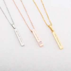 Personalized necklace Bar Necklace Name engraved gift, customized Jewelry Graduation Gift Bridesmaids Gift Flower Girl Present for her