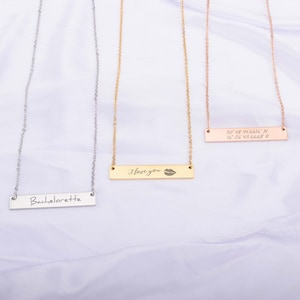 Bar necklace engraved name,  customized necklace engraved symbol Jewelry can Coordinate necklace Personalized necklace Valentine&#39;s Gift her