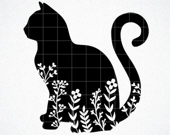 Download Floral Cat Svg Etsy