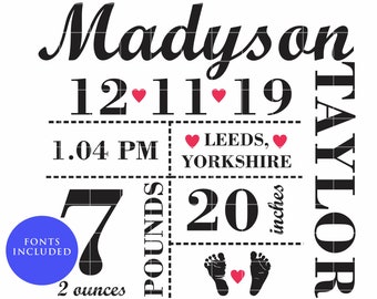 Download Birth Announcement Svg Etsy