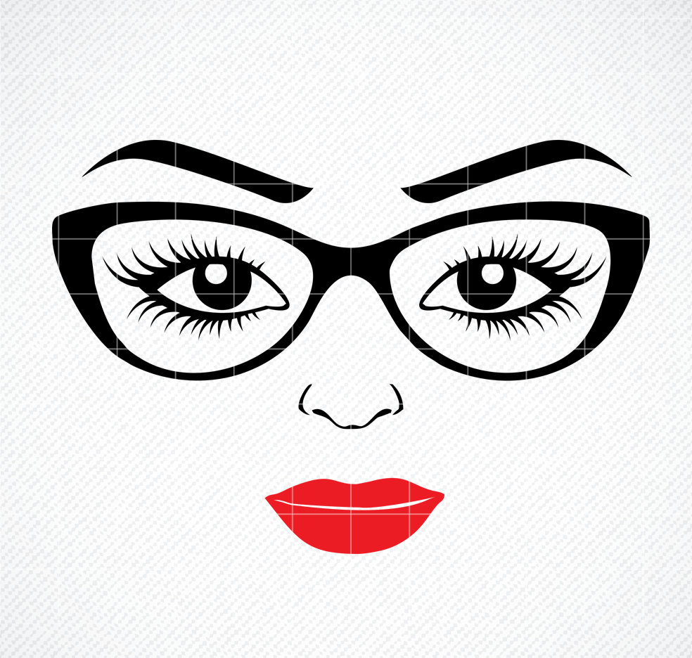 Women's Face Svg Girl in Glasses Svg Women Face Png Eye Etsy Canada