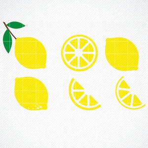 Lemon SVG Bundle, Lemon Slice SVG, Lemon Digital Download, Lemon Cipart, Lemon Cut File Vector, Fruit SVG pour Cricut, png