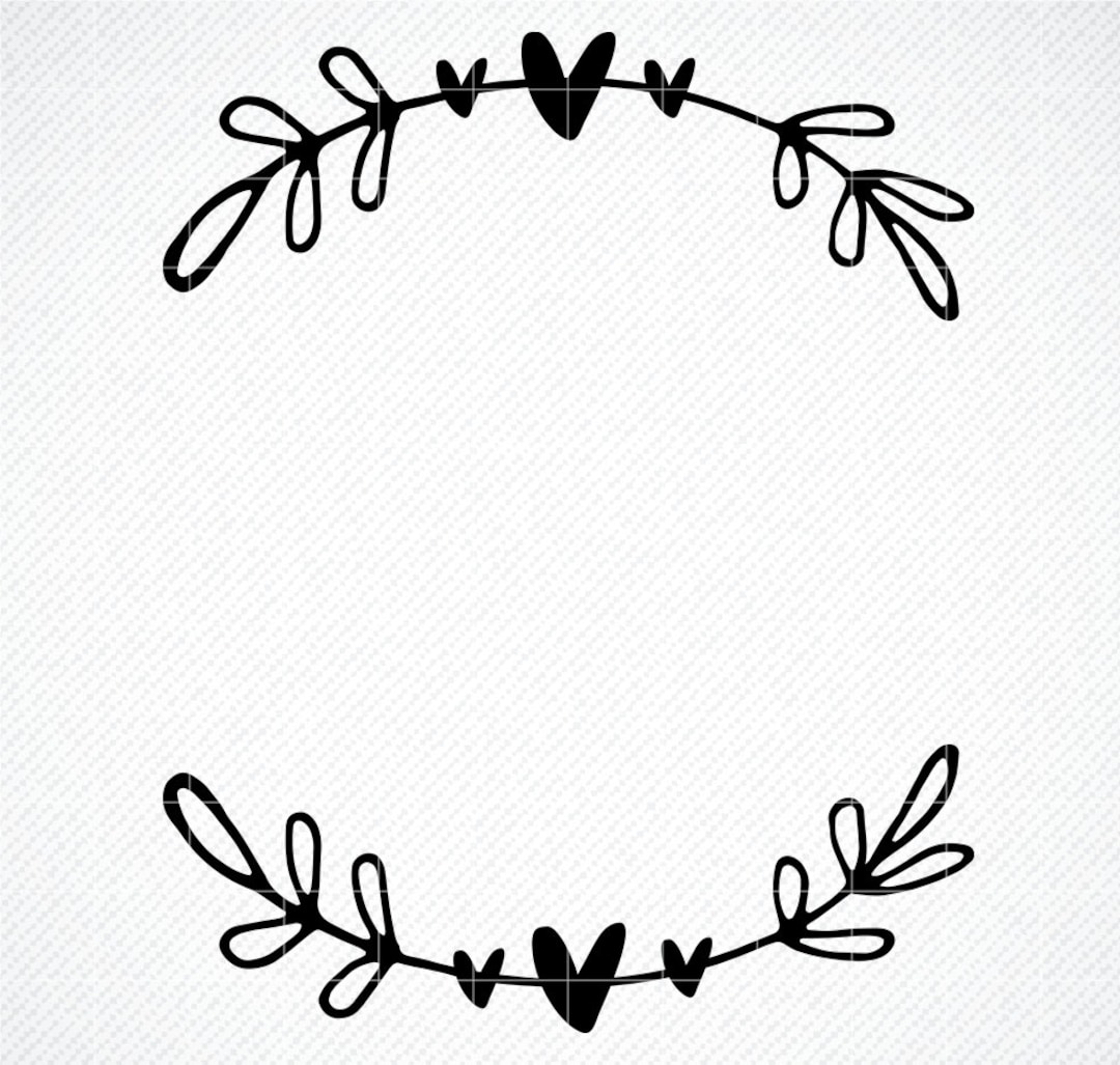 Heart Laurel Wreath SVG, Heart Wreath SVG, Heart Wreath PNG, Hand Drawn