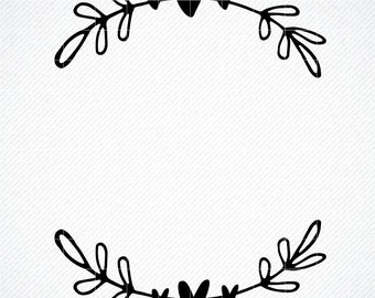 Heart laurel wreath SVG, Heart wreath SVG, Heart wreath PNG, Hand drawn Laurel svg, Laurel Doodle svg, Valentine Laurel svg, Heart Frame svg