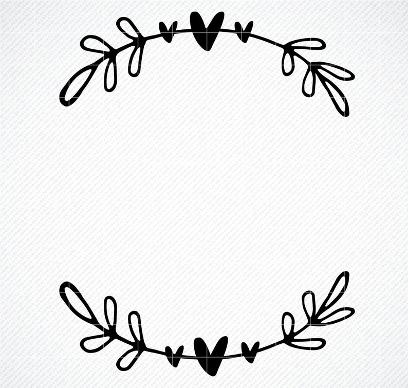 Heart laurel wreath svg cut file | Etsy