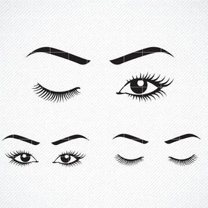 Zwinkernde Wimpern SVG, Lady Augen SVG, Wink Auge SVG, Mascara Augen Clipart, Wimpern Aufkleber SVG, sofortiger digitaler Download, Augen schneiden Datei svg,