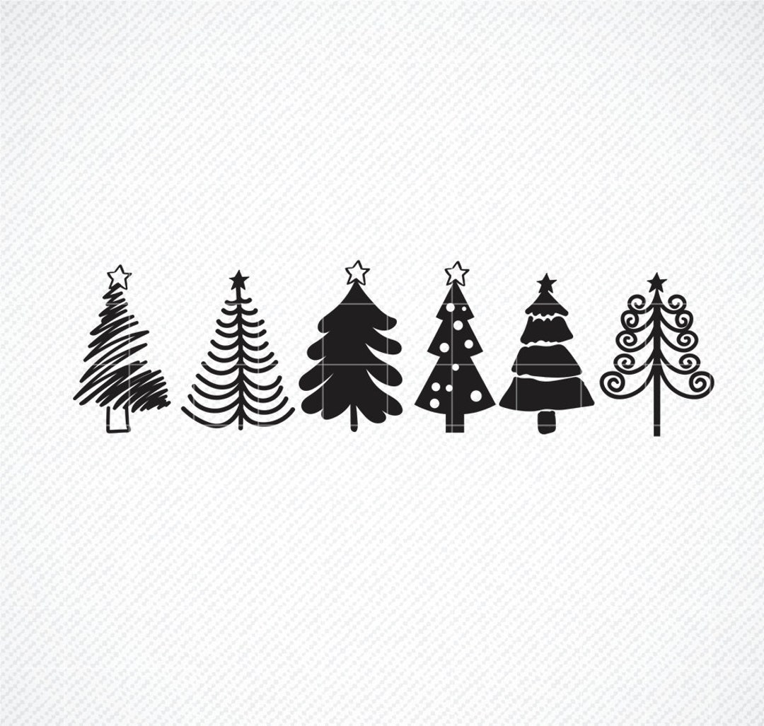 Christmas Trees SVG, Farmhouse Christmas SVG, Pine Hand Drawn Svg, Hand ...