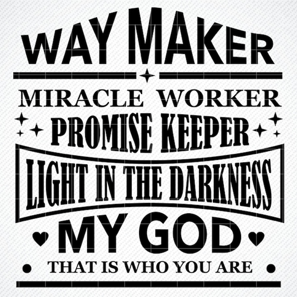 Waymaker SVG, Miracle Worker, Instant Download, Vinyl cut SVG, Cut File, Cricut, Silhouette, Tumbler decal, Christian, Cross, Scripture SVG