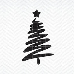 Scribble Tree SVG, Albero di Natale SVG, Albero di Natale astratto SVG, Natale in fattoria svg, Pino disegnato a mano SVG, albero di Natale disegnato a mano