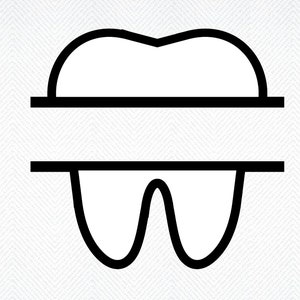 Diente división monograma, diente monograma svg, descarga digital, svg, png, dxf, eps dientes, dentista, marco de nombre de diente, archivo de corte de monograma de diente