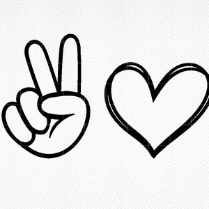Peace Love SVG, Peace hand svg, heart love svg, Hand Drawn Heart Svg, love svg, Peace Sign svg, Cricut Silhouette SVG, Commercial Use