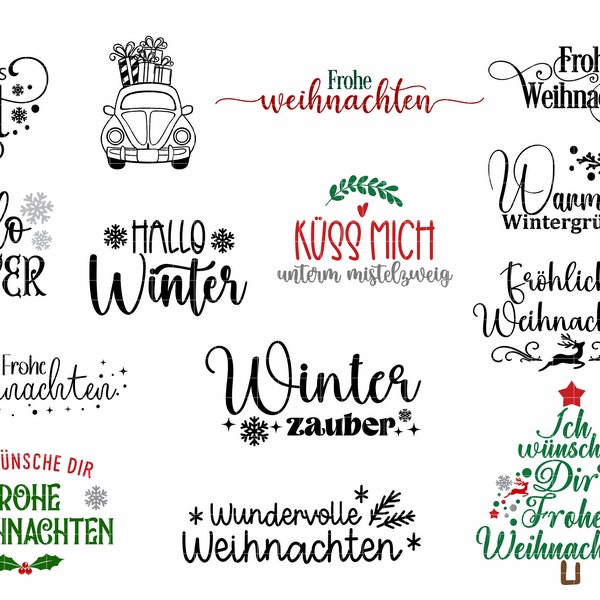 Frohe Weihnachten Plotter File SVG, PNG, DXF, pdf | Weihnachten Svg Bundle | German Christmas Cut File Svg | Plot File Cricut, Silhouette