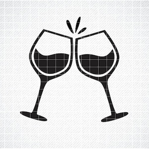 Wijnglazen SVG, Klinkende Wijnglazen, svg, png, dxf, eps, Cheers svg, Drinken svg, Alcohol svg, proost glazen svg,