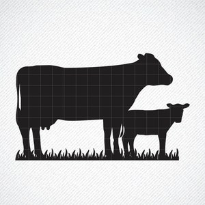 牛と子牛の SVG、子牛の SVG、牛の SVG、牛のシルエット、子牛のシルエット、牛のカット ファイル、牛の png、牛の eps、牛と子牛の SVG、牛の png
