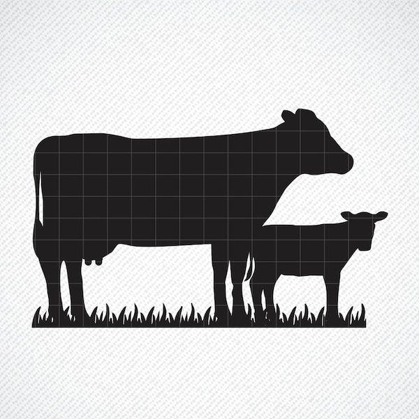 Cow and Calf SVG, Calf svg, Cow svg, Cow Silhouette, Calf Silhouette, Cow Cut Files, Cow png, Cow eps, Cow & baby cow svg, Cow png