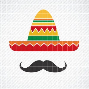 Sombrero und Schnurrbart SVG, Cinco De Mayo SVG, Mexikanische Hut SVG, Sombrero und Schnurrbart PNG, Mexikanische geschnitten Datei, Instant Download svg