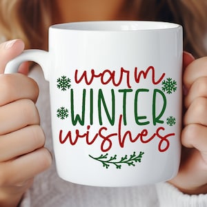 Cálidos deseos de invierno svg, Navidad svg, cita de café de Navidad, café svg, Navidad diciendo svg, diseño de vacaciones svg, archivo cricut de Navidad