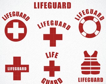 Lifeguard SVG Bundle | Life Guard SVG Files for Cricut | Red Cross SVG Instant Download Life Guard png Lifeguard Clipart Ocean Beach Dxf Jpg