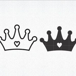 Crown SVG, Crown png, Crown Clipart, Crown with Heart svg, Princess svg, Queen svg, Princess Crown svg, Crown Silhouette, Crown Outline svg