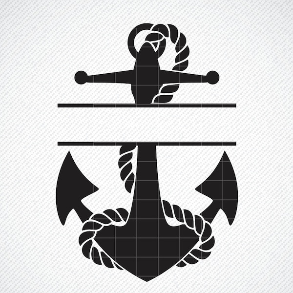 Anchor SVG, Anchor Split Monogram svg,  Anchor Monogram svg, Nautical Split Monogram frame, dxf, eps, Silhouette Cameo