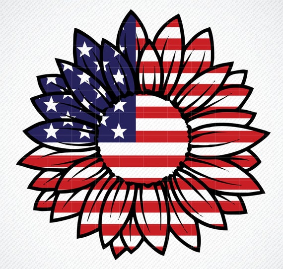 Download Patriotic Sunflower Svg 4th Of July Svg American Flag Svg Etsy