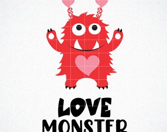 Liebe Monster svg, Valentinstag svg, Kinder Valentine tshirt svg, Valentinstag, Monster geschnitten Datei, Cricut, Silhouette,