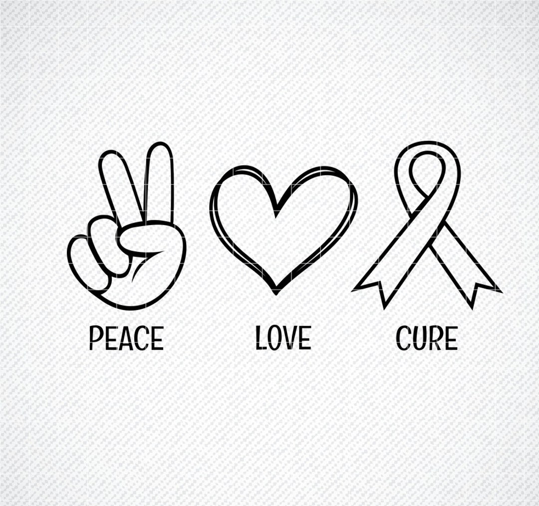 Peace Love Cure SVG, Awareness Ribbon svg, Cancer Ribbon, Cancer SVG