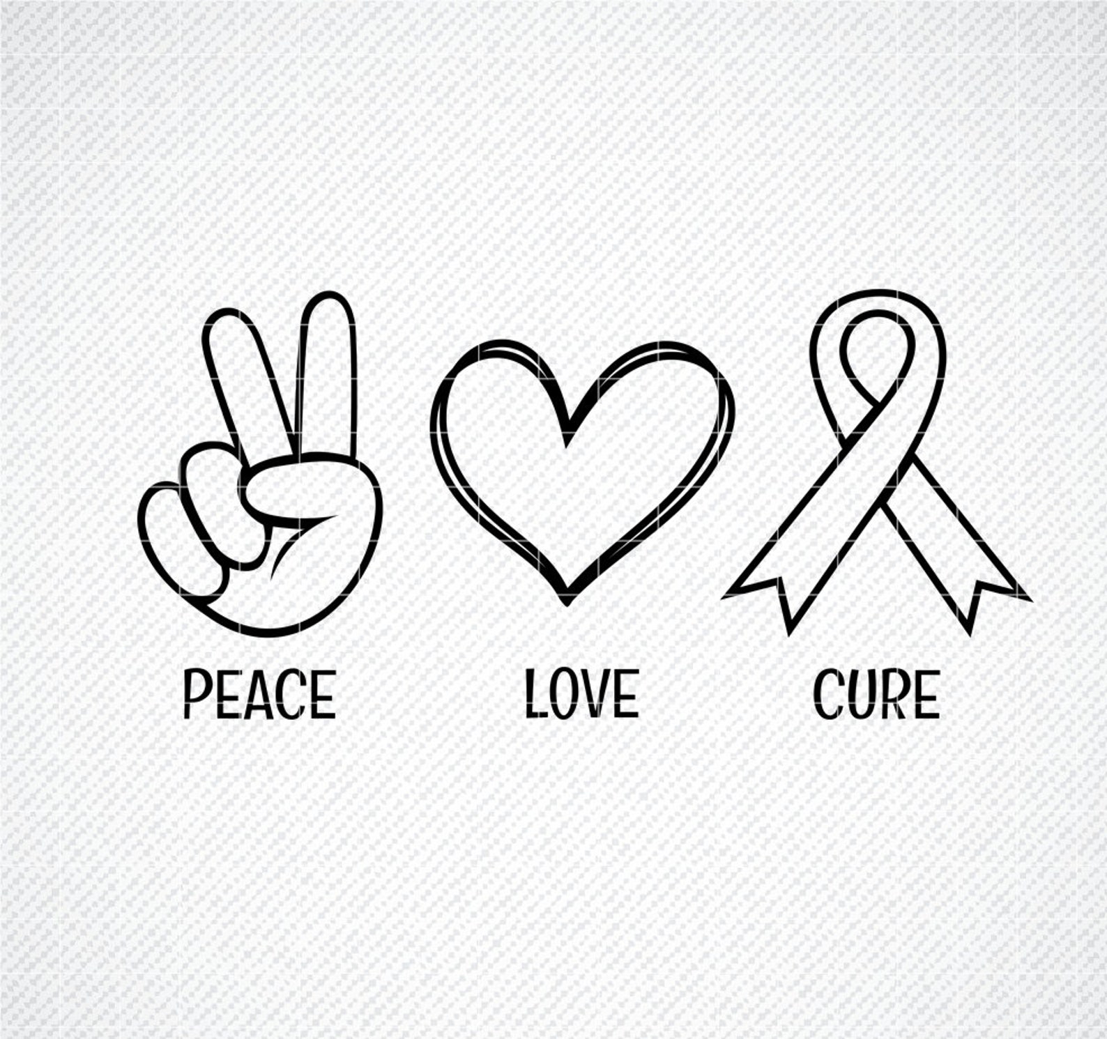 Peace Love Cure Svg Awareness Ribbon Svg Cancer Ribbon Svg Svg Hubs